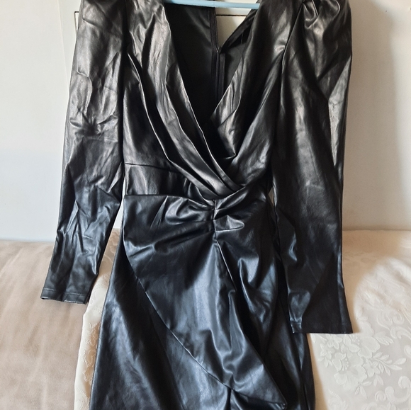 New!Black Faux Leather Mini Dress - Picture 5 of 6
